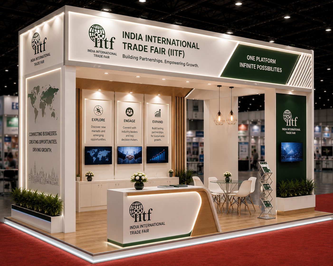 Two-Side Open Exhibition Stall Design for India International Trade Fair (IITF)